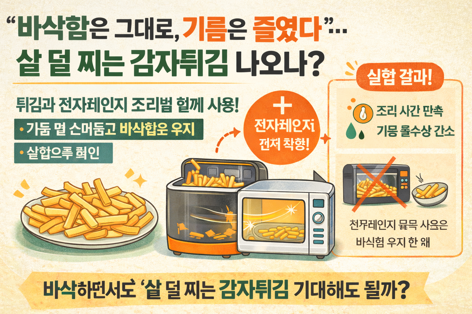 감자튀김 기름 줄이는 법, 전자레인지 더하니 바삭함은 그대로