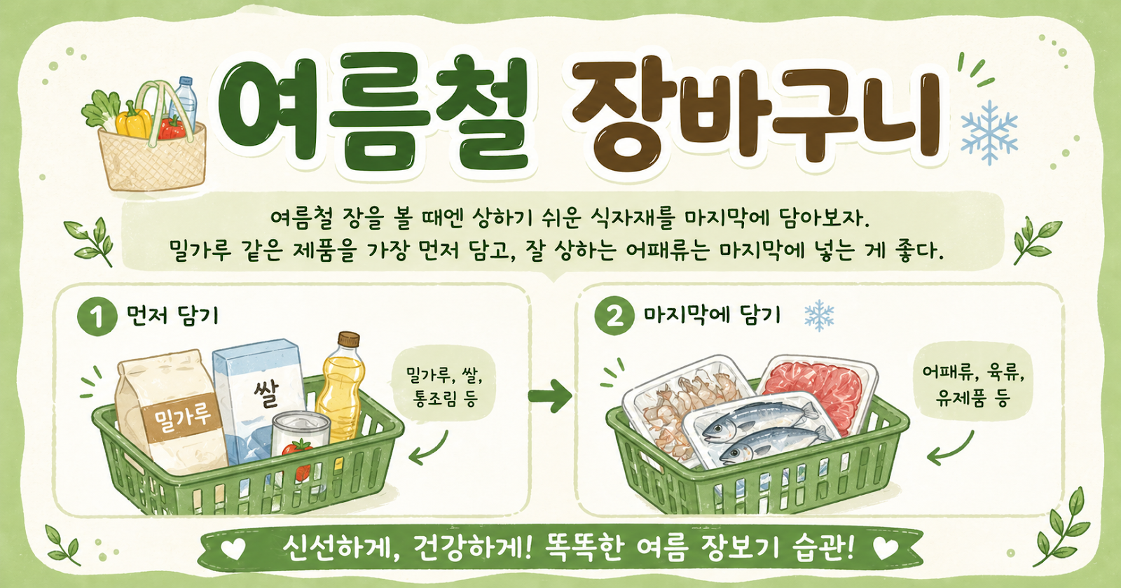 여름 장보기 순서만 바꿔도 식중독 위험 줄어듭니다