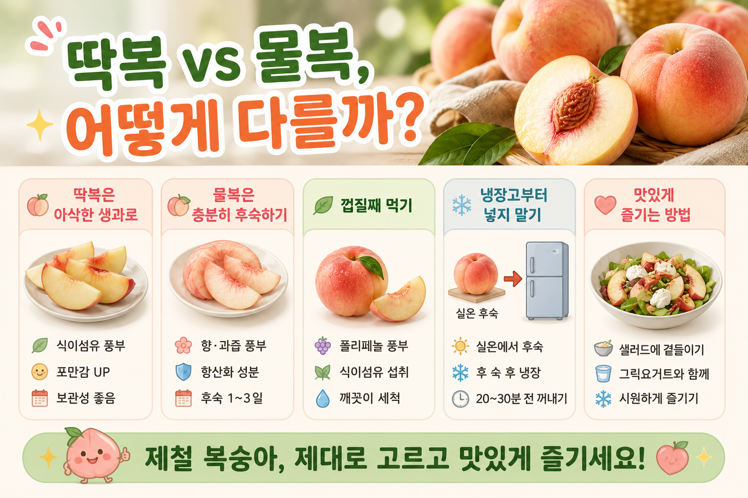딱복 vs 물복 뭐가 더 좋을까? 영양 차이와 후숙·보관법 총정리