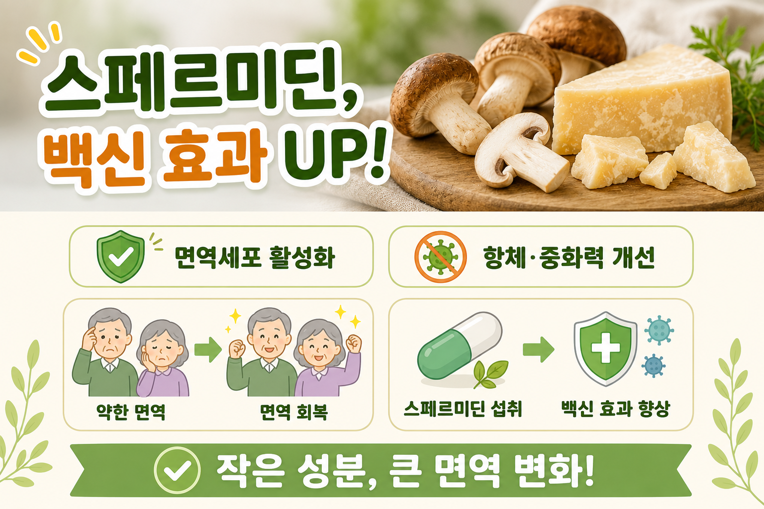 버섯·숙성 치즈 속 ‘스페르미딘’, 고령층 백신 효과 높일까…초기 임상 결과