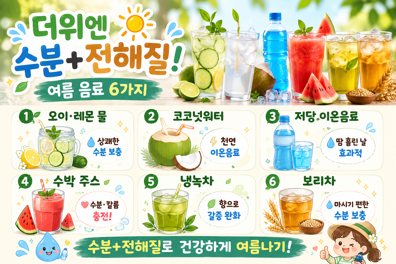 물 마셔도 계속 목마르다면? 더운 날 수분 채우는 음료 6가지