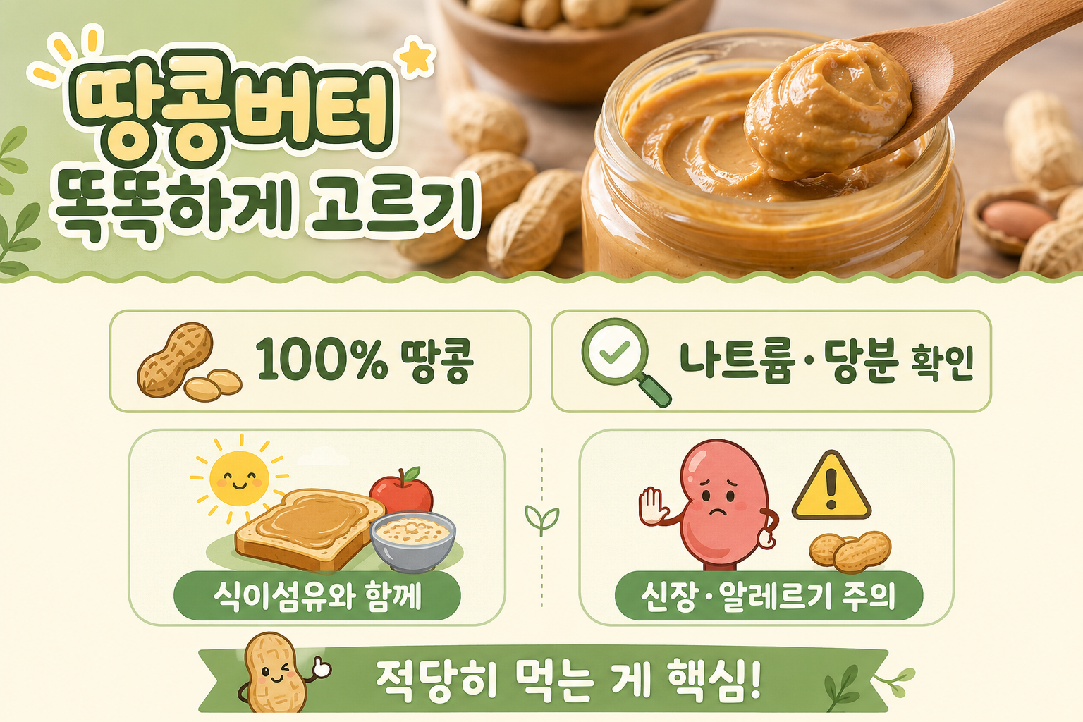 땅콩버터 혈당·다이어트 효과? 아무거나 먹으면 안 되는 이유와 100% 제품 고르는 법