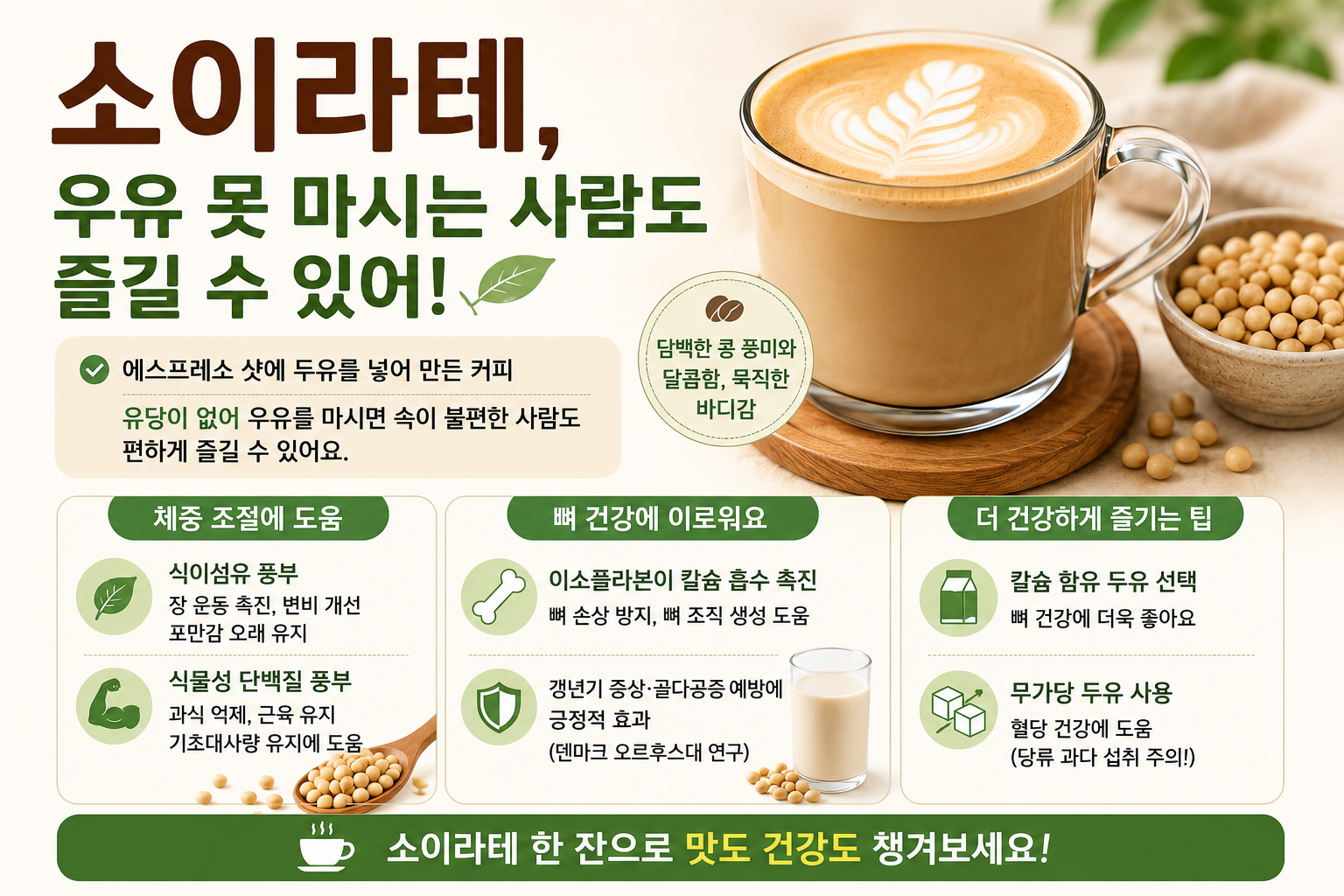 소이라테 마셨더니 속 편하고 포만감까지, 무가당 두유가 좋은 이유
