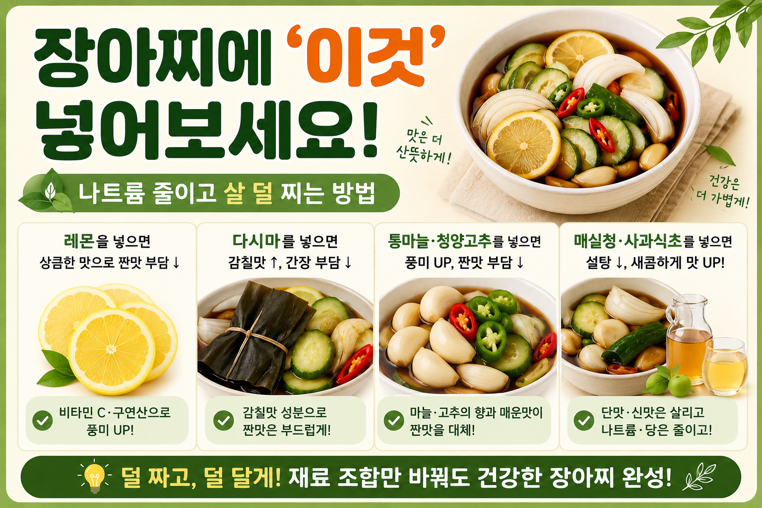 장아찌에 레몬·다시마 넣어보세요, 나트륨 줄이고 살 덜 찌는 저염 비법