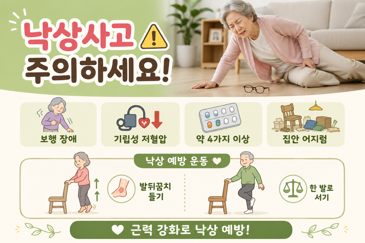 넘어진 뒤 약한 통증도 위험? 손목·고관절 골절 부르는 낙상사고 예방법