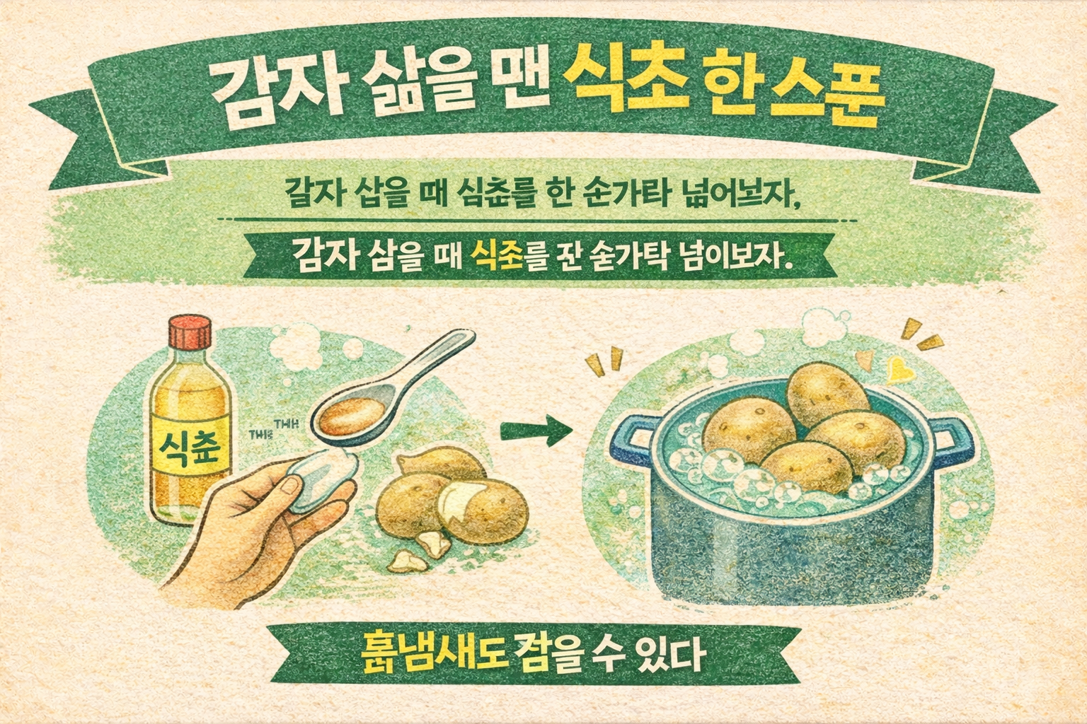 감자 삶을 땐 식초 한 스푼, 더 부드럽고 껍질까지 쉽게 벗겨집니다