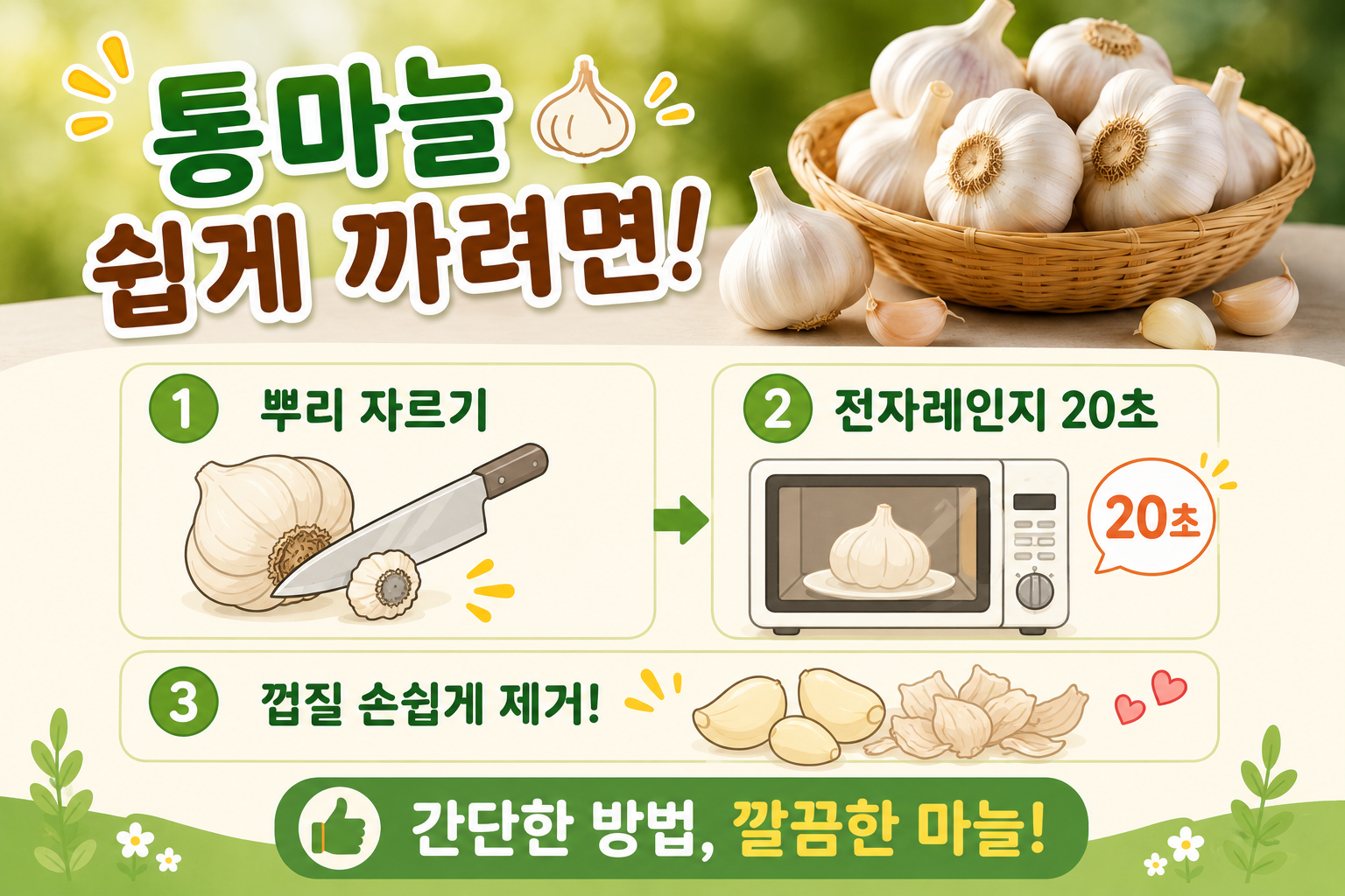 통마늘 껍질 하나씩 까지 마세요…전자레인지 20초면 알맹이가 쏙