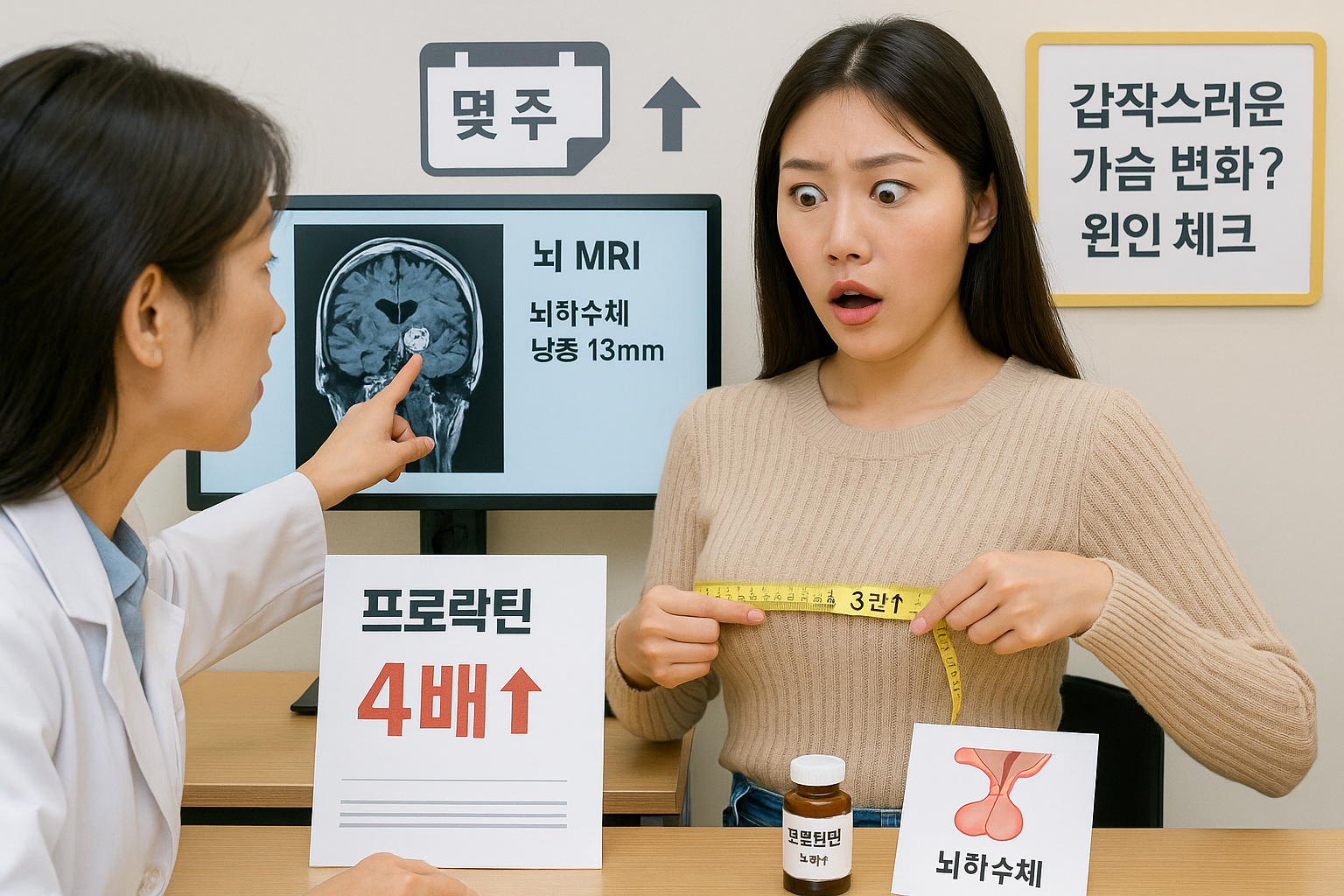 몇 주 만에 가슴 급증? 프로락틴 4배↑·뇌하수체 낭종 의심 증상과 검사 가이드