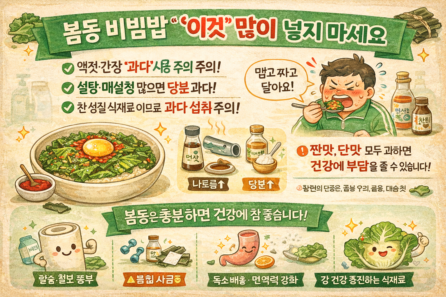 봄동 비빔밥 만들 때 ‘이것’ 많이 넣지 마세요! 효능 살리는 건강한 먹는 법