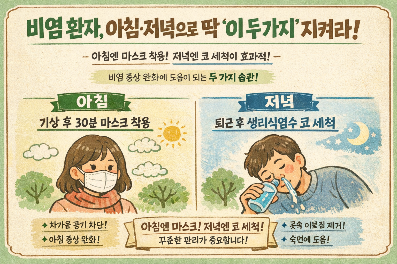 아침 재채기 심한 비염, 아침 30분 마스크·저녁 코세척 꼭 해야 하는 이유