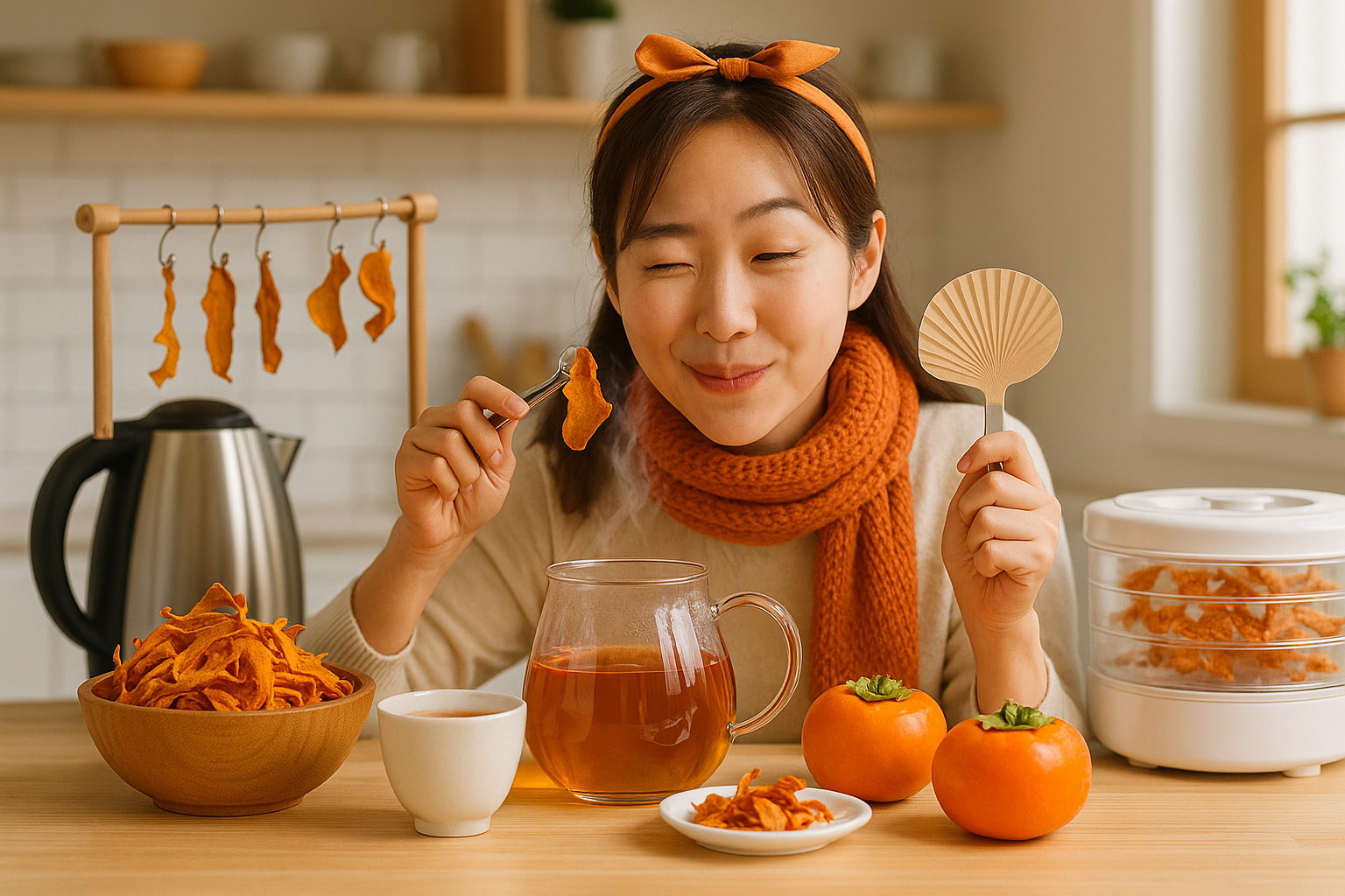 단감 껍질차 만드는 법과 효능: 소화 도움·비타민C로 감기 예방