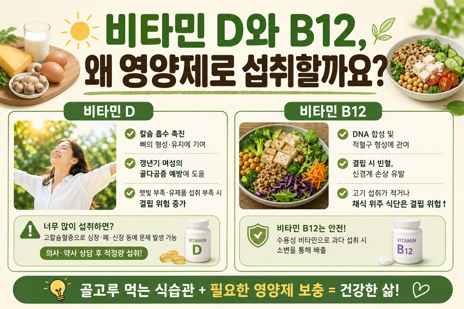 영양제 안 먹어도 될까? 비타민 D·B12는 예외인 이유