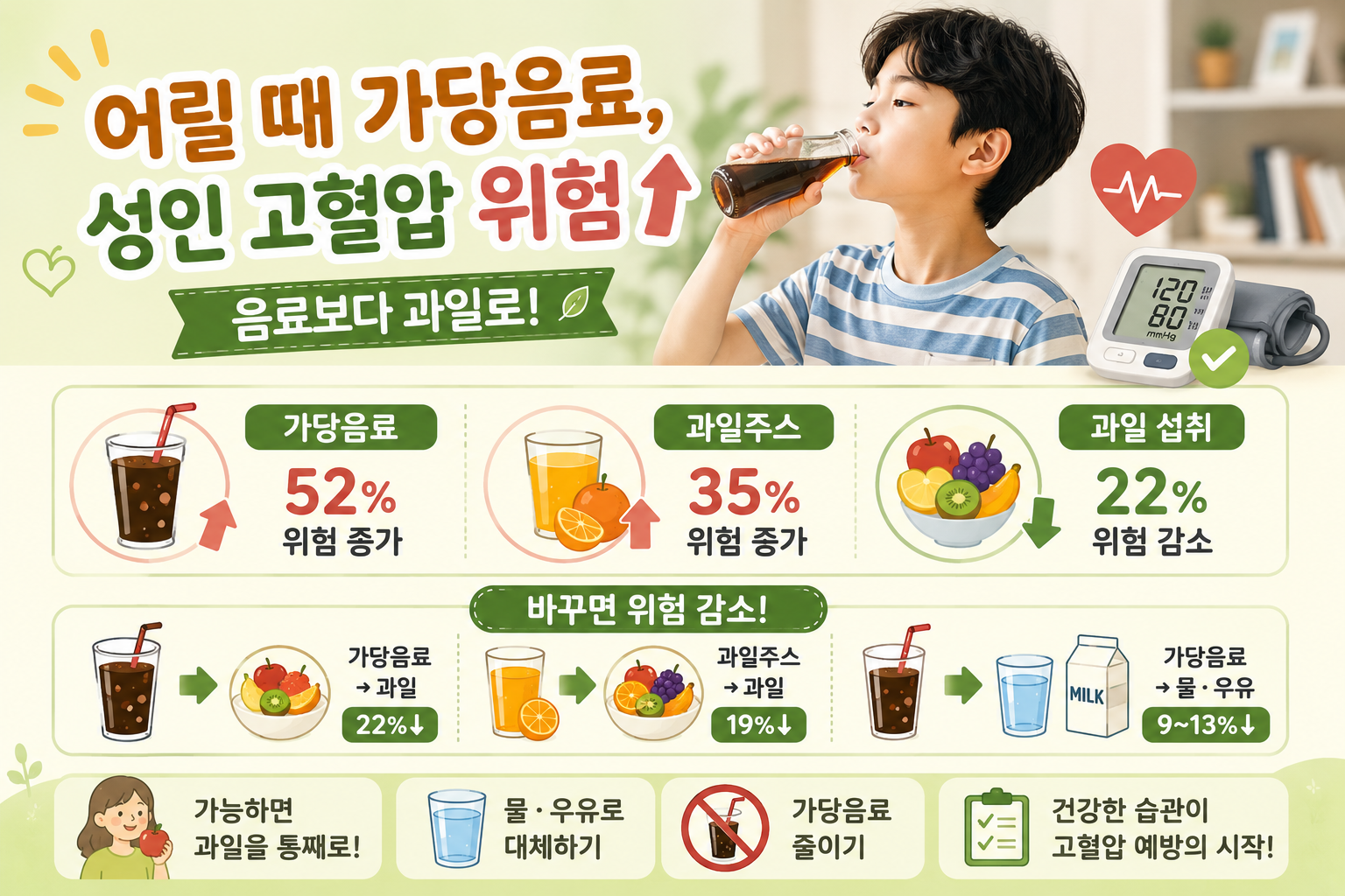 어릴 때 마신 과일주스도 위험? 성인 고혈압 부르는 음료 습관