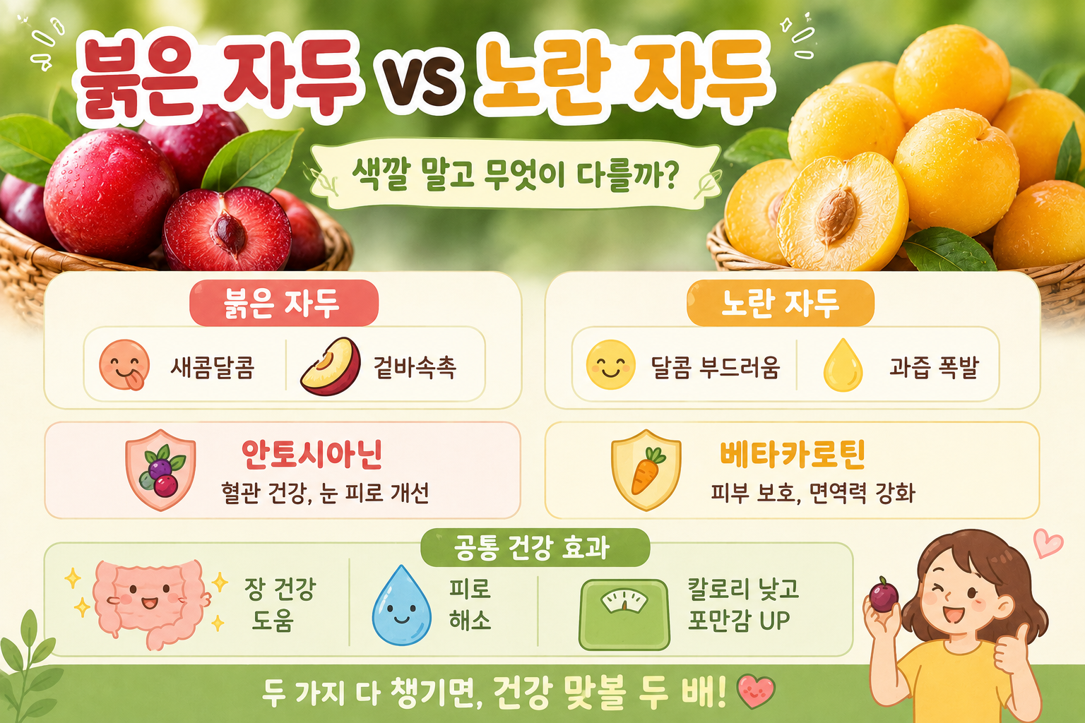 붉은 자두 vs 노란 자두, 맛·식감·영양 차이 한눈에