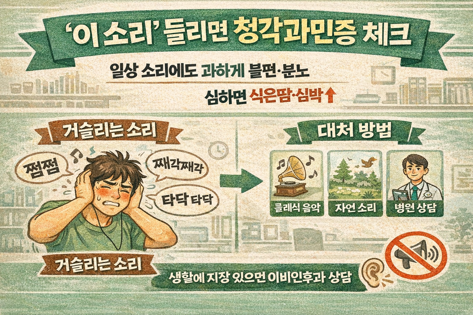 쩝쩝·초침 소리만 들리면 화가 난다? 청각과민증 증상 체크와 대처법