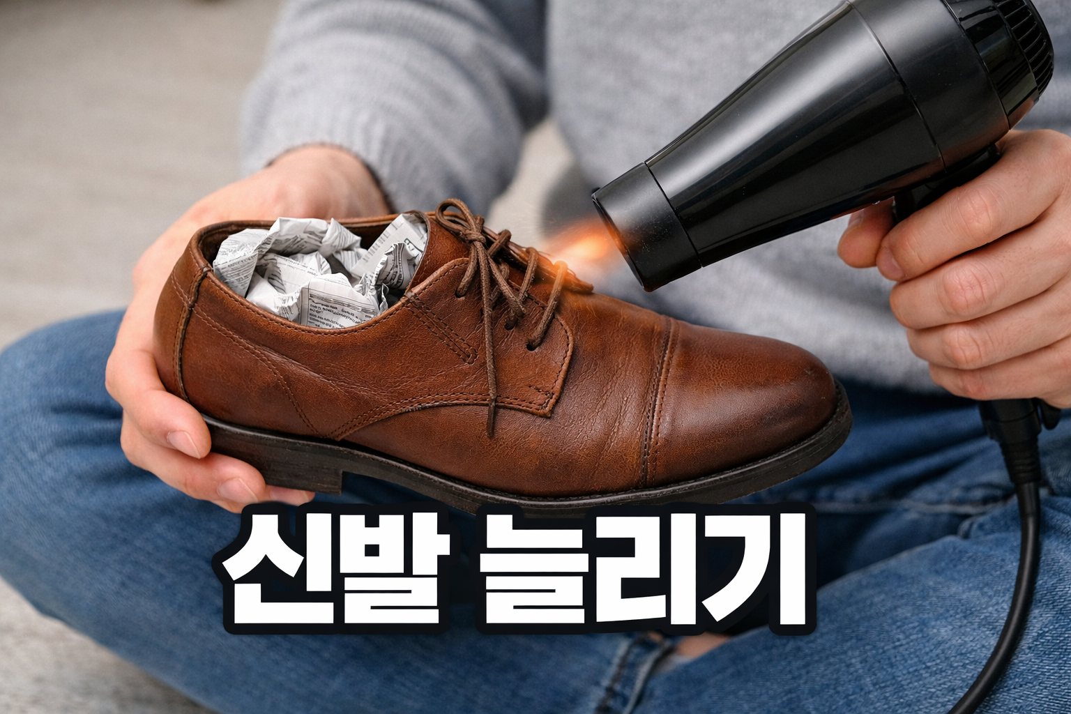 가죽 신발이 꽉 낄 때, 신문지와 드라이어로 편하게 늘리는 초간단 방법