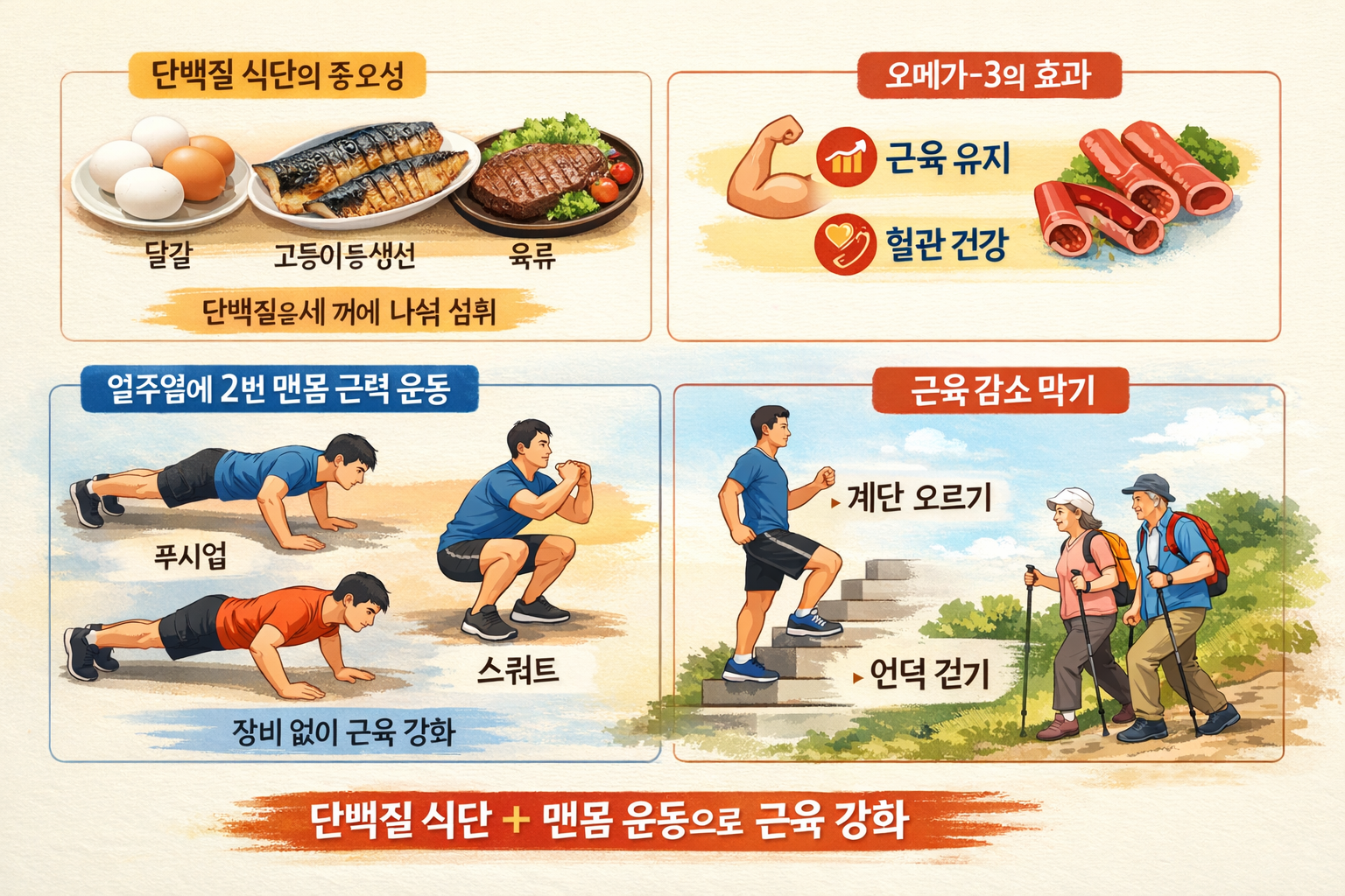 공복 보충제보다 효과적? 달걀·고등어 챙기고 주 2회 맨몸 근력운동 했더니 근육이 달라졌다