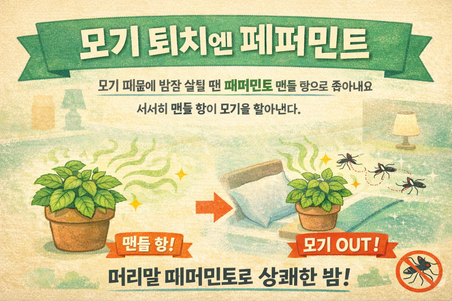 모기 퇴치 꿀팁: 페퍼민트 화분 하나로 모기 쫓고 숙면하는 방법