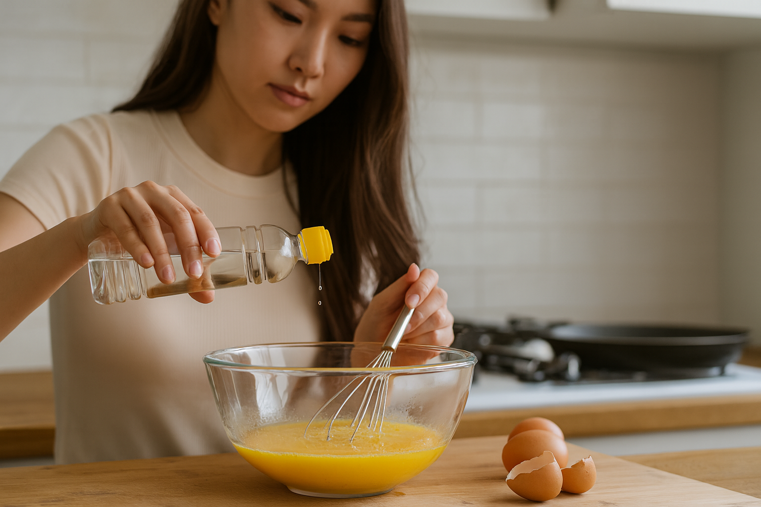 식초 한두 방울로 달걀 지단 안 찢어지게 부치는 법