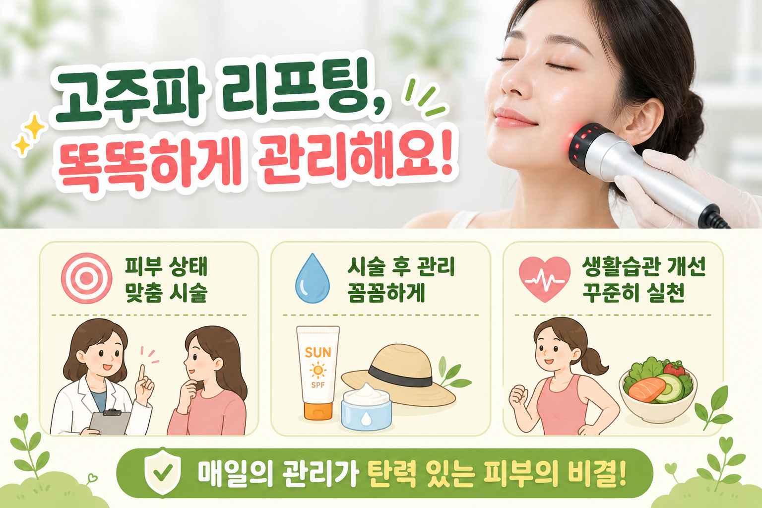 고주파 리프팅, 샷 수보다 피부 상태가 중요하다|콜라겐 효과·부작용·관리법
