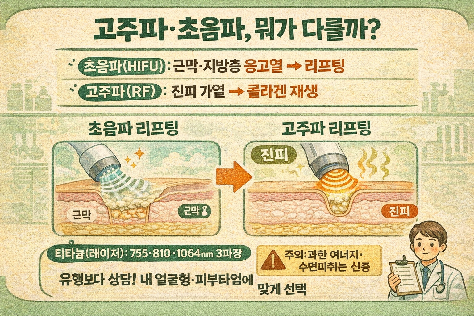 울쎄라 vs 써마지, 초음파·고주파 리프팅 뭐가 다를까? 효과·부작용·티타늄까지