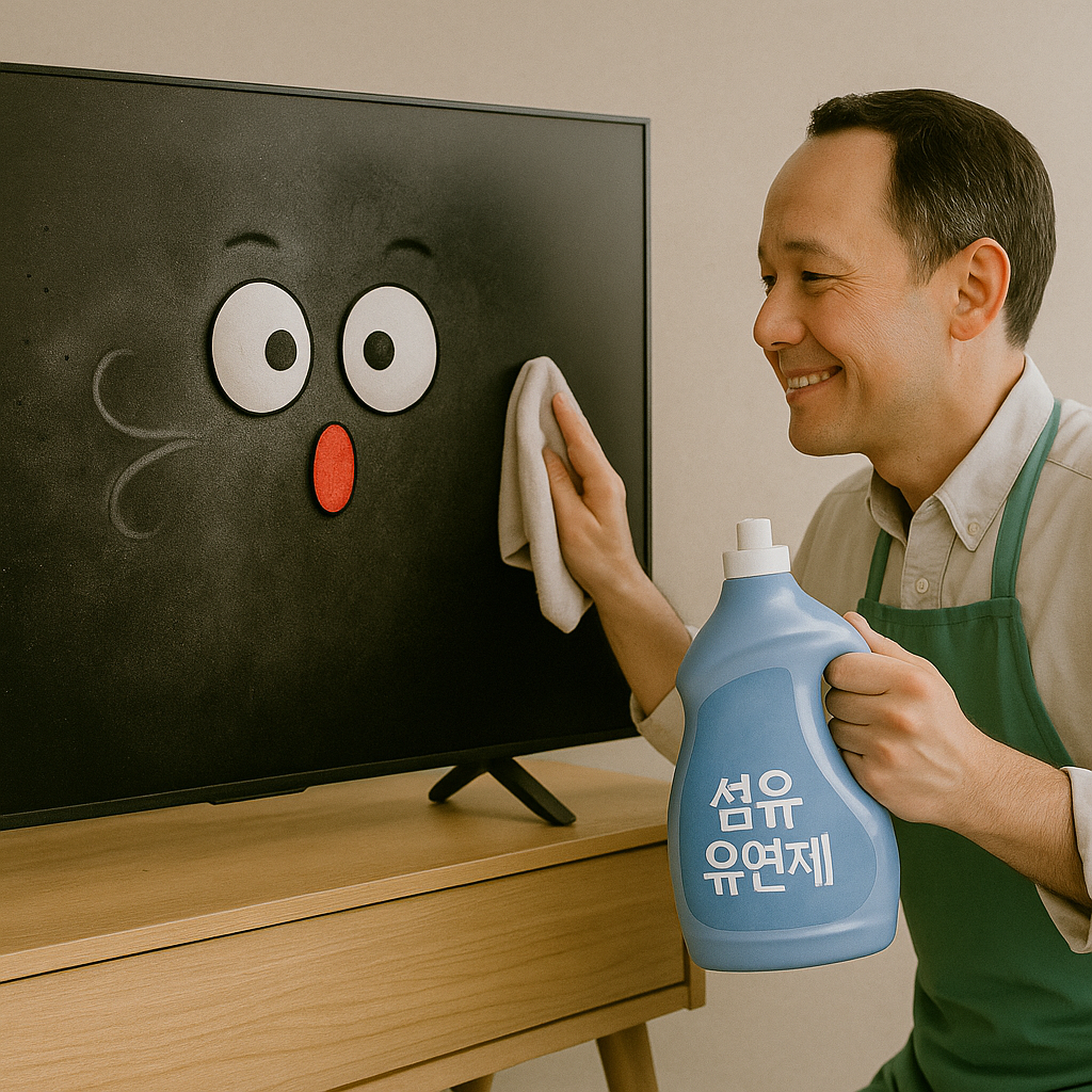 TV 청소, 섬유 유연제로 먼지 걱정 끝!