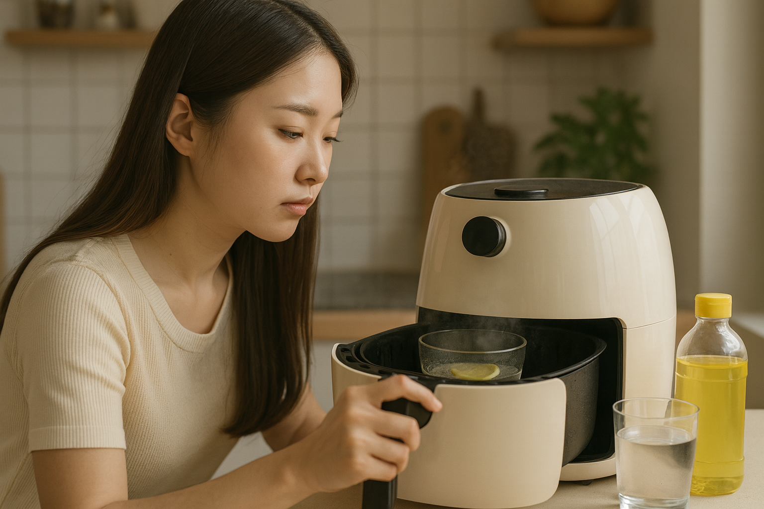 에어프라이어 청소법: 식초물 수증기로 15분 만에 냄새·기름때 제거