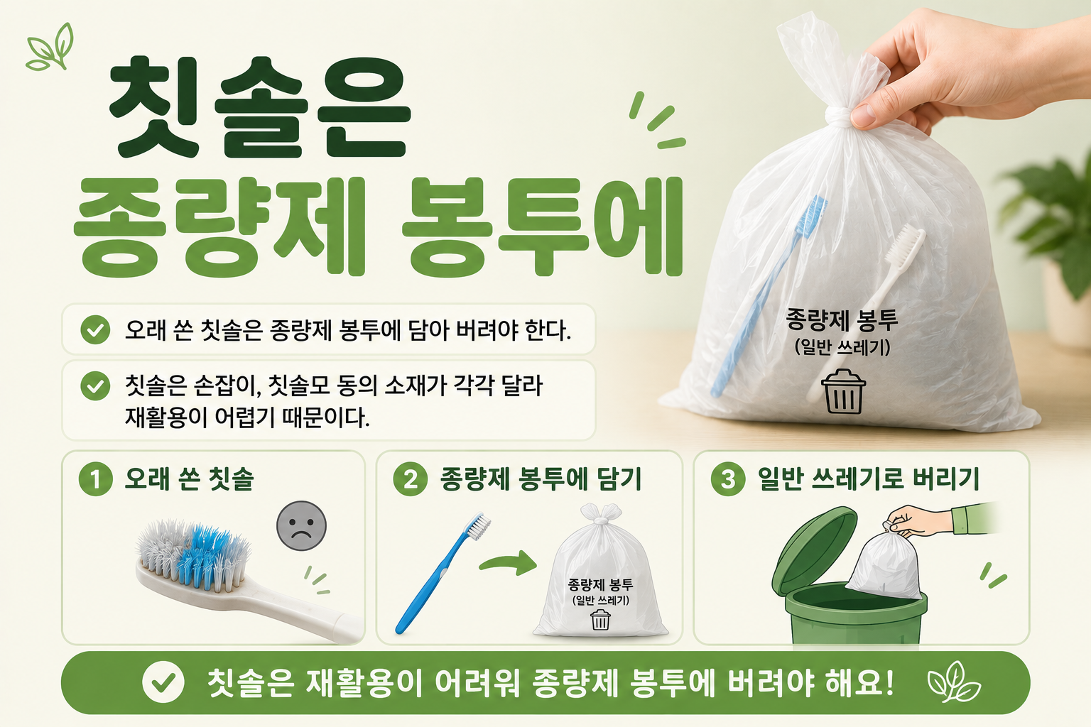 칫솔은 왜 종량제 봉투에 버려야 할까? 헷갈리는 분리배출 정리