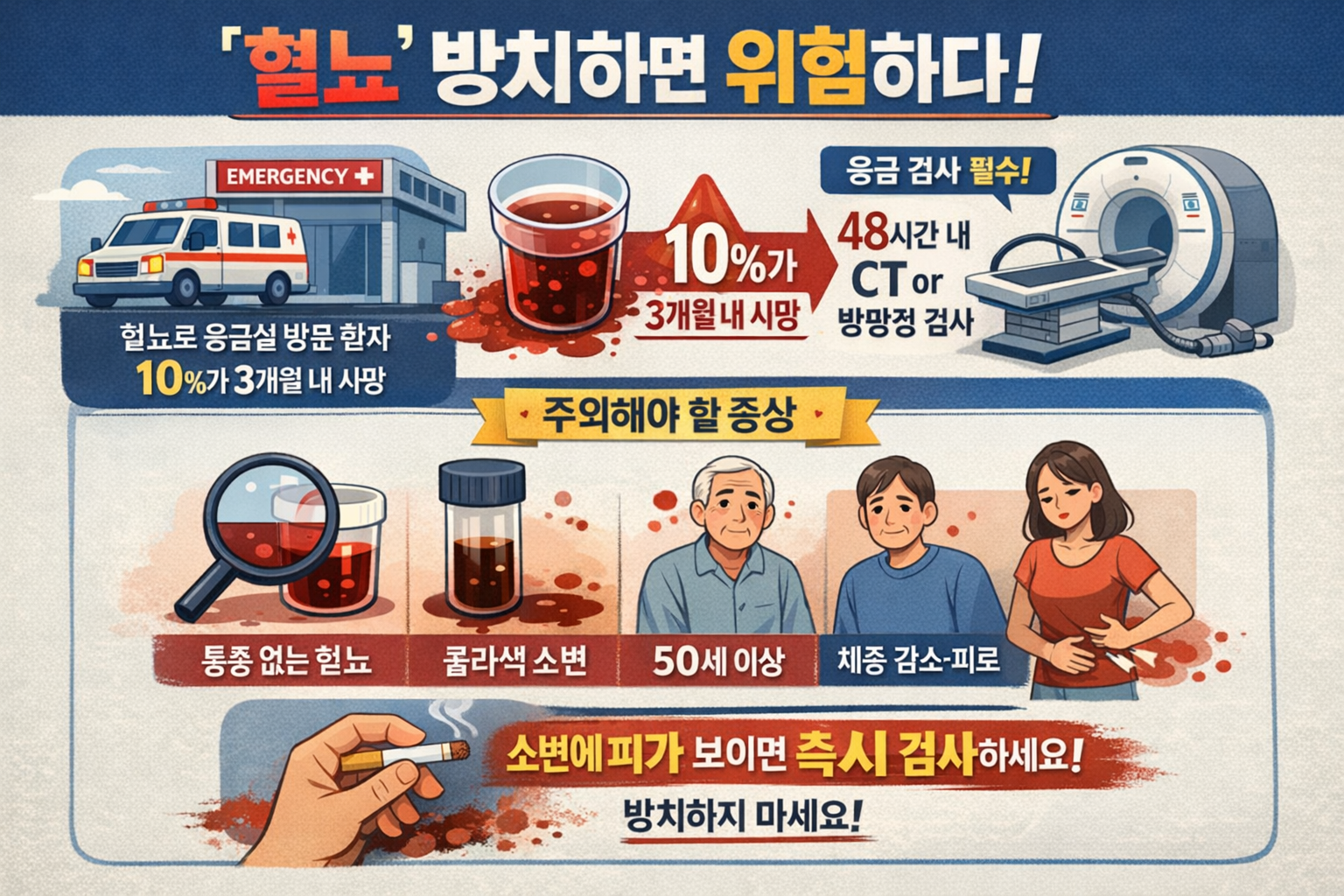 통증 없는 혈뇨, 응급실 환자 10명 중 1명 3개월 내 사망…방광암 신호일 수도