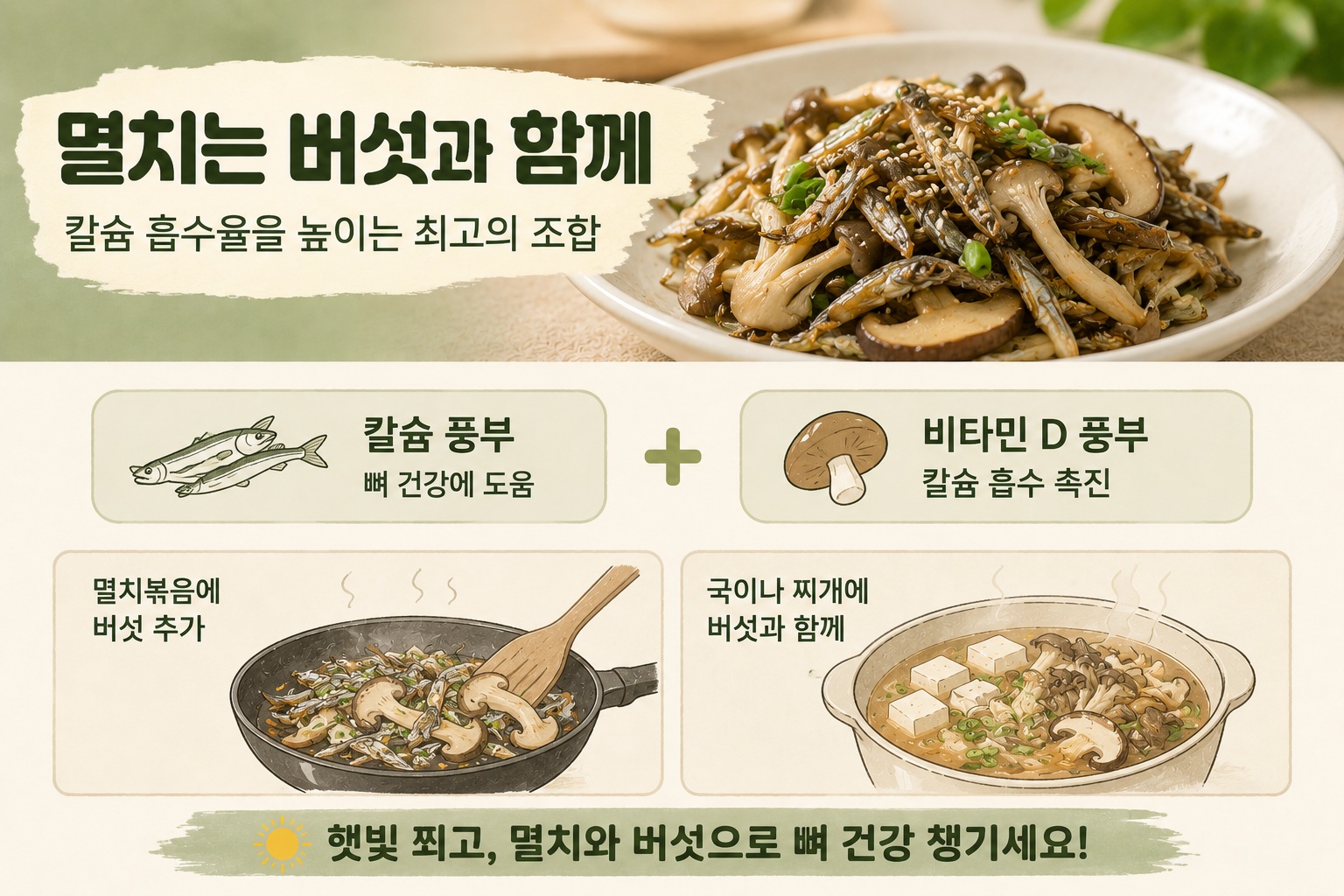 멸치 버섯 궁합, 칼슘 흡수를 돕는 비타민 D 함께 먹으면 좋은 이유