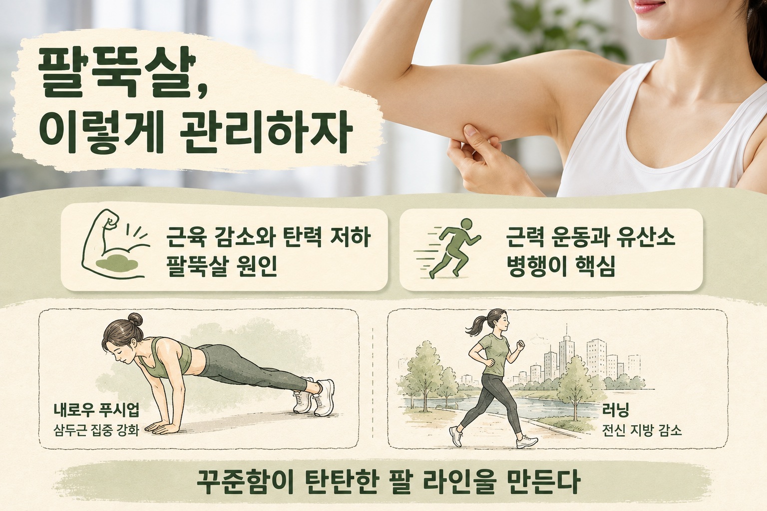 팔뚝살 빼는 법, 푸시업과 러닝을 함께 해야 효과적인 이유