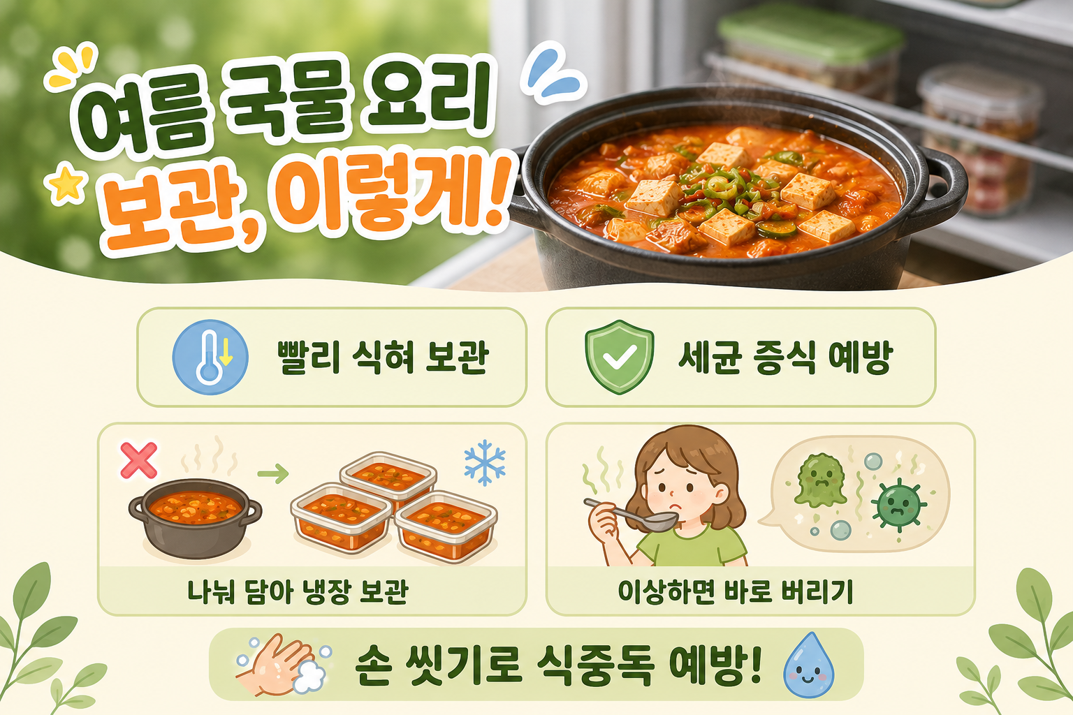 남은 국·찌개 냄비째 냉장고에 넣었다간…여름철 식중독 부르는 잘못된 보관법