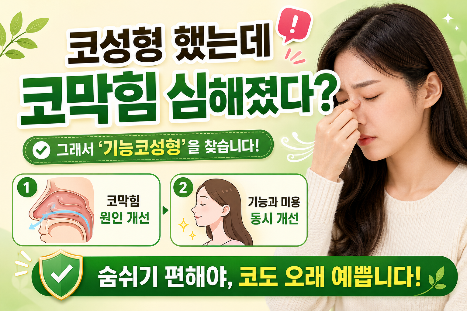 코성형 후 코막힘 심해졌다면? 기능코성형 전 꼭 확인할 비중격·비밸브 문제