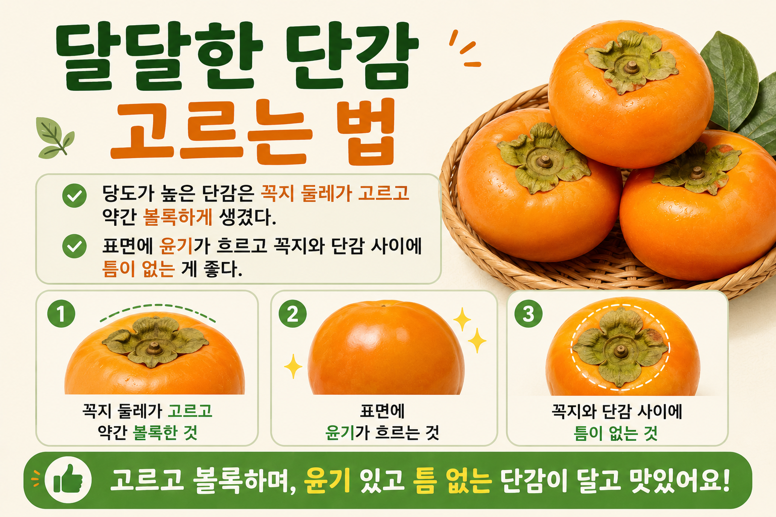 달달한 단감 고르는 법, 꼭지와 윤기만 보면 실패 없어요