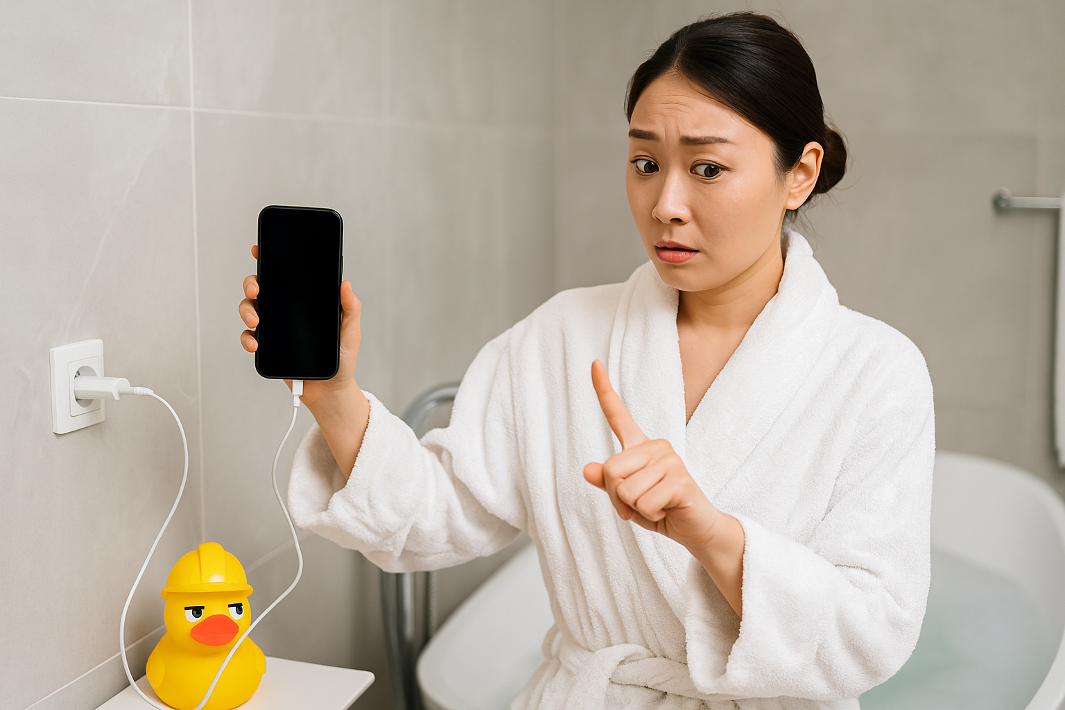 욕조에서 휴대전화 충전 금지: 감전 원리·사망 위험·욕실 안전 수칙