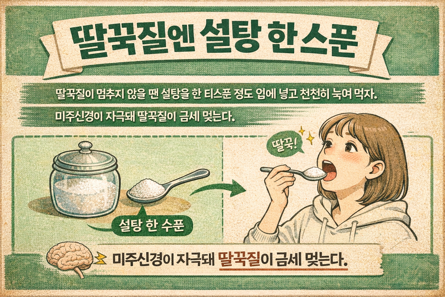 딸꾹질 멈추는 법, 설탕 한 티스푼 천천히 녹여 먹으면 도움이 되는 이유