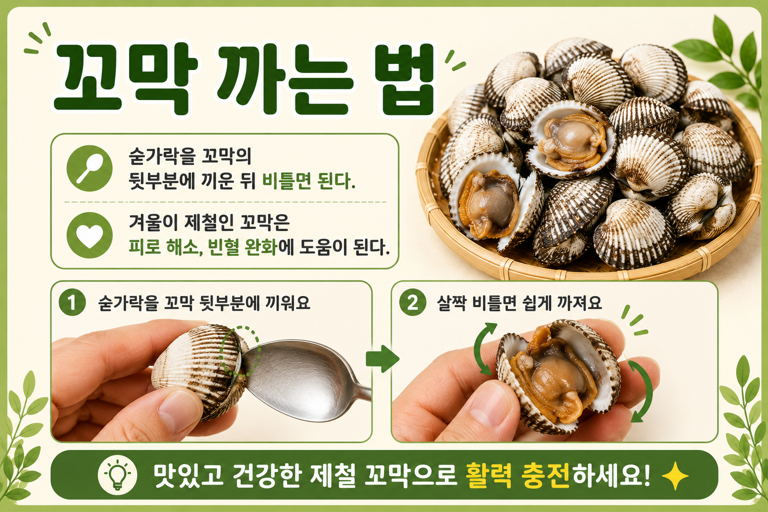 꼬막 까는 법, 숟가락 하나면 겨울 제철 꼬막 쉽게 열립니다