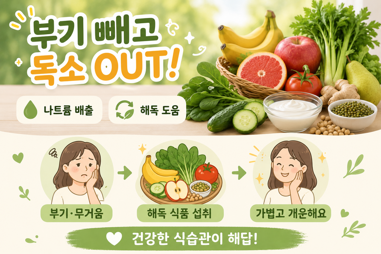 몸이 자꾸 붓는 이유? 나트륨 배출 돕는 음식 11가지와 부기 빼는 법