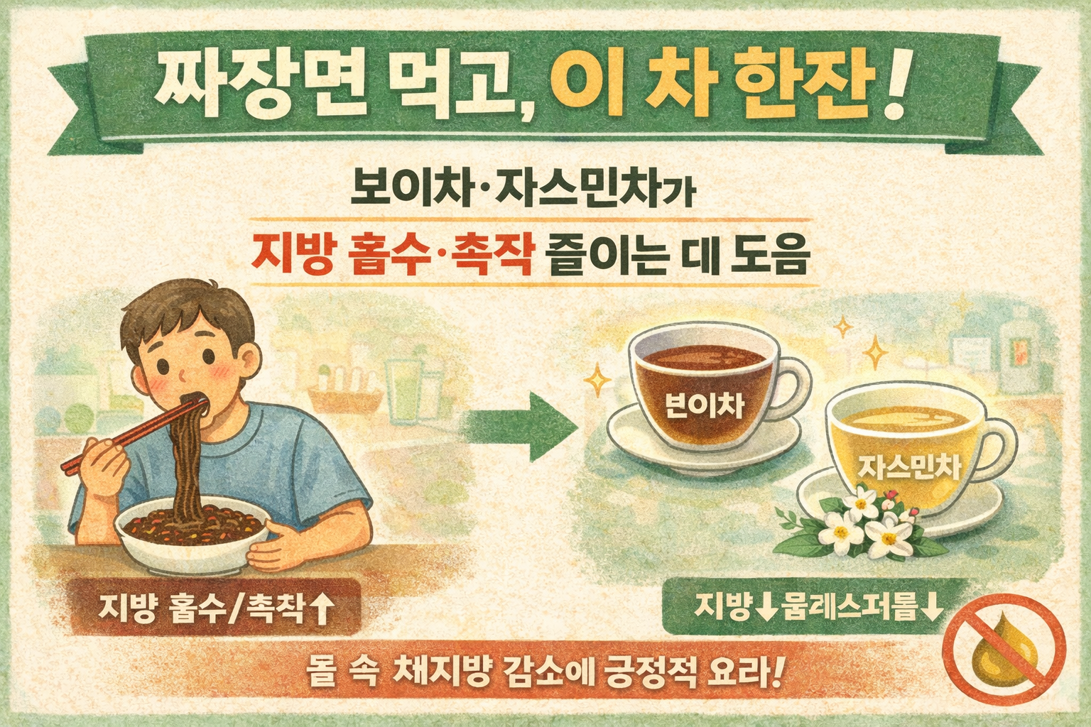 짜장면 먹고 이 차 마시면 도움… 보이차·자스민차가 체지방 줄이는 이유