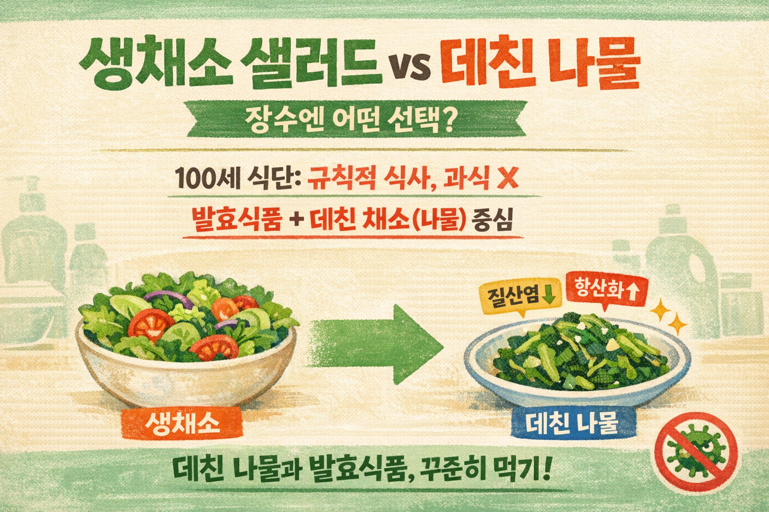 샐러드 vs 데친 나물… 백세인이 선택한 ‘장수 채소’는?
