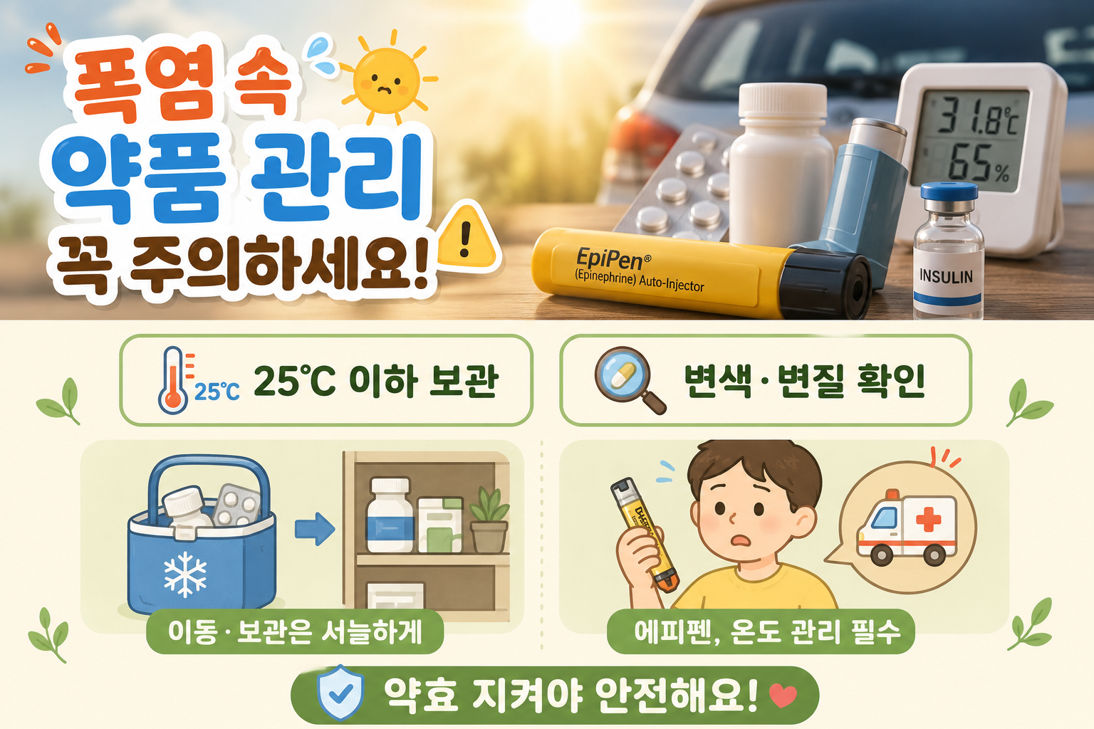 폭염에 약을 차 안에 뒀다면? 에피펜·인슐린 약효 지키는 여름철 보관법
