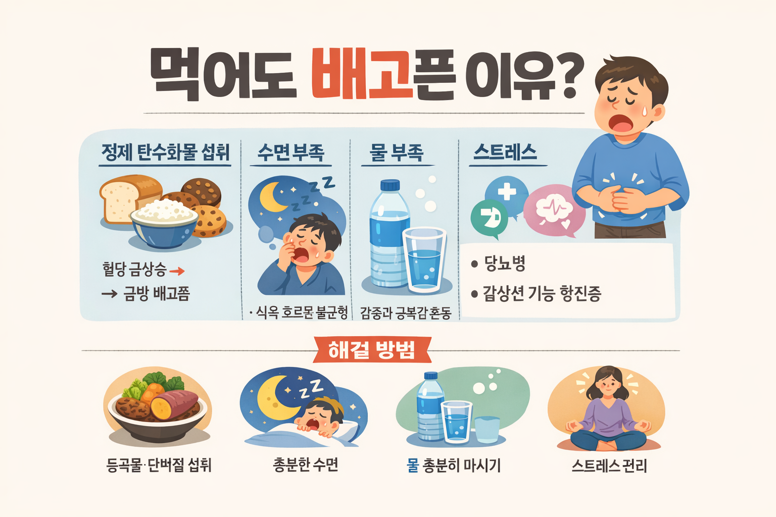 왜 항상 배가 고플까? 먹어도 먹어도 배고픈 이유 3가지