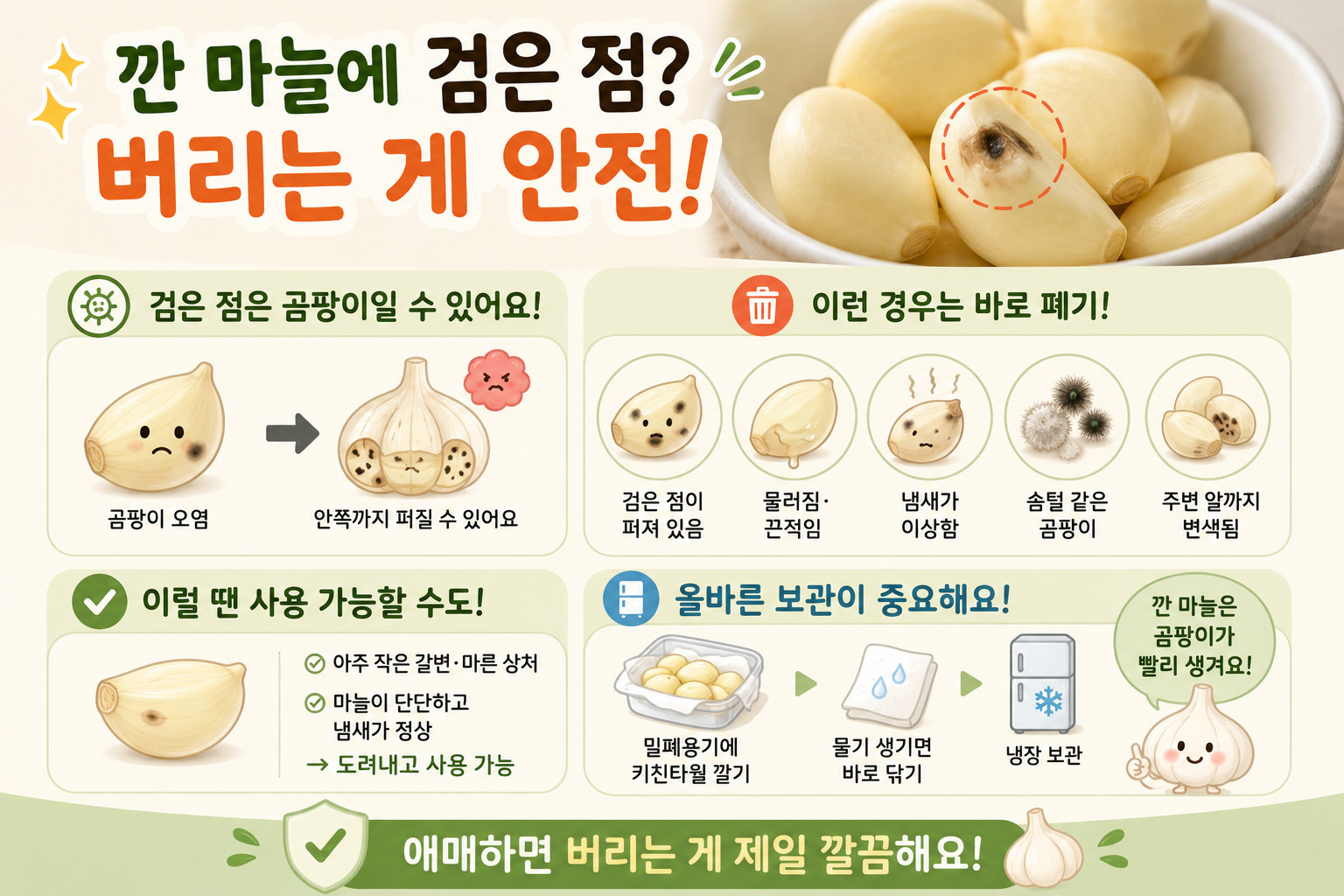 깐 마늘 검은 점 도려내도 될까, 애매하면 버려야 하는 진짜 이유