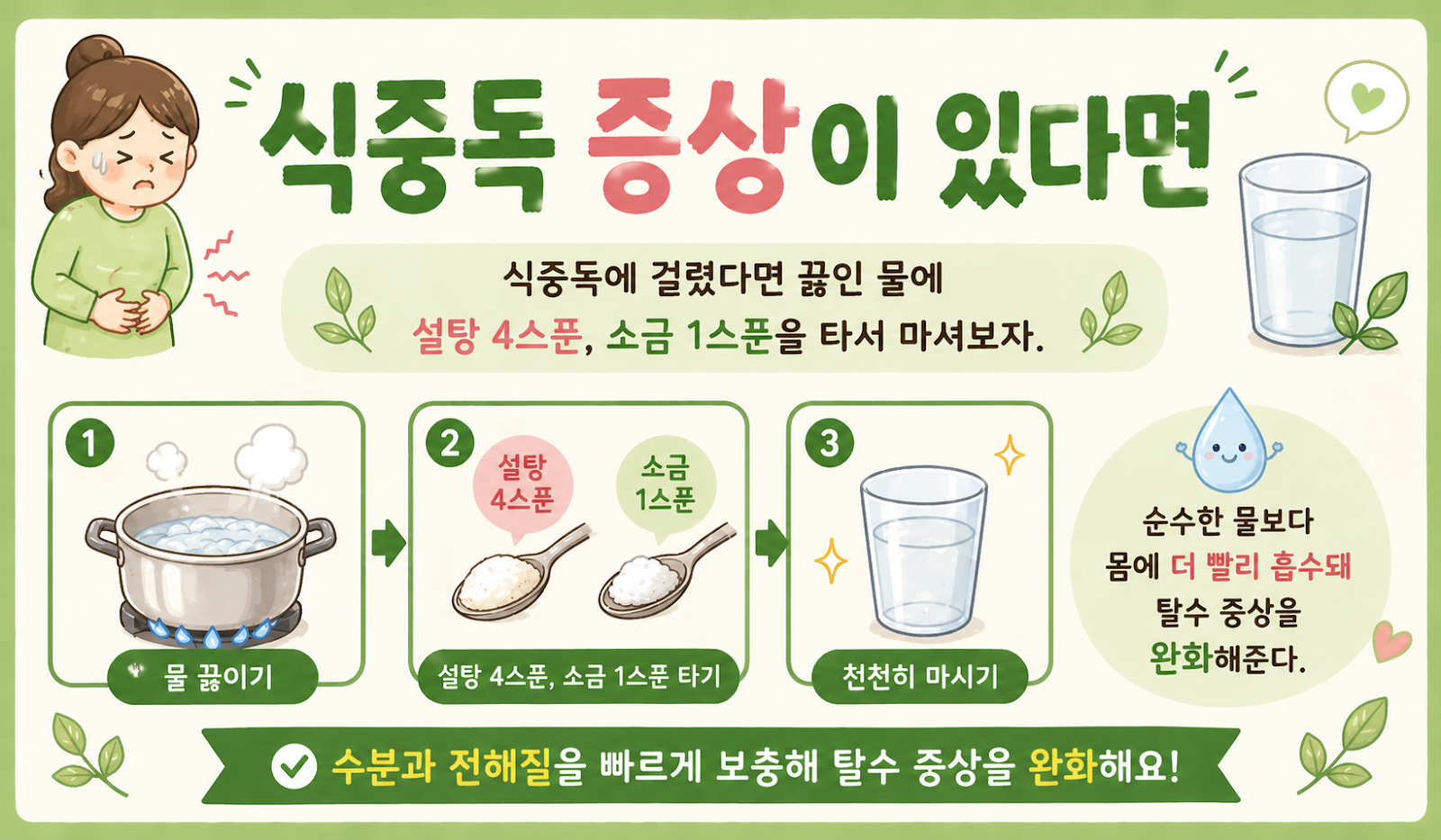 식중독 증상 있다면, 탈수 막는 수분 보충이 먼저입니다