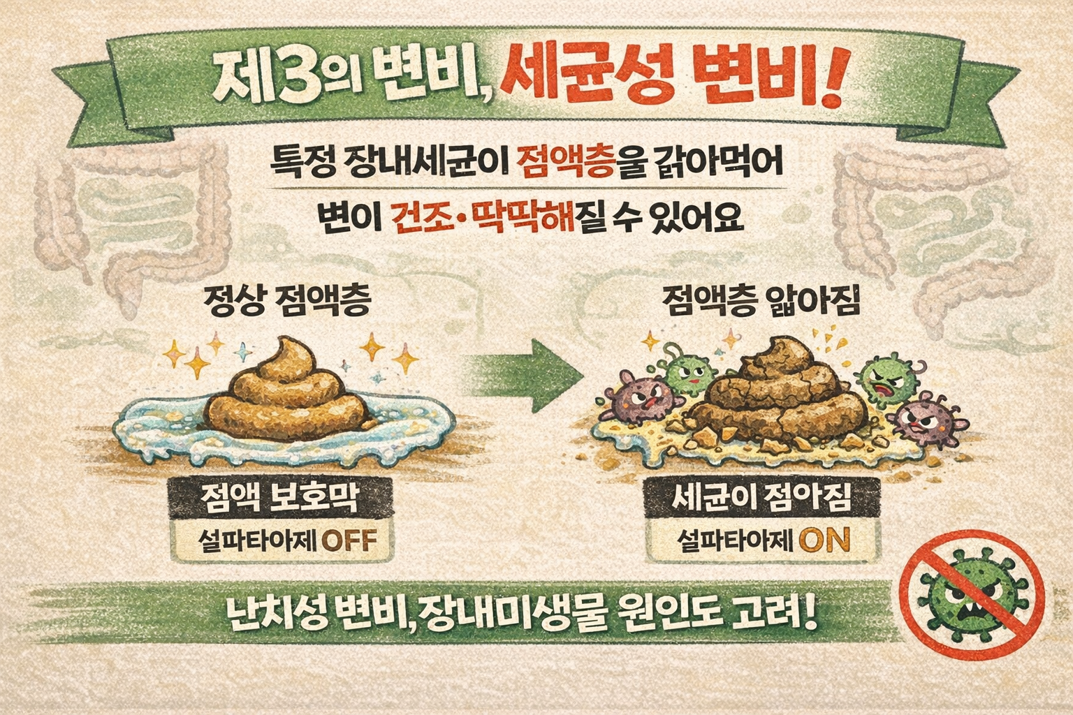 변비 치료가 어려웠던 이유? 기능성·이차성 말고 ‘제3의 변비’ 세균성 변비(장내세균이 점액층 분해)