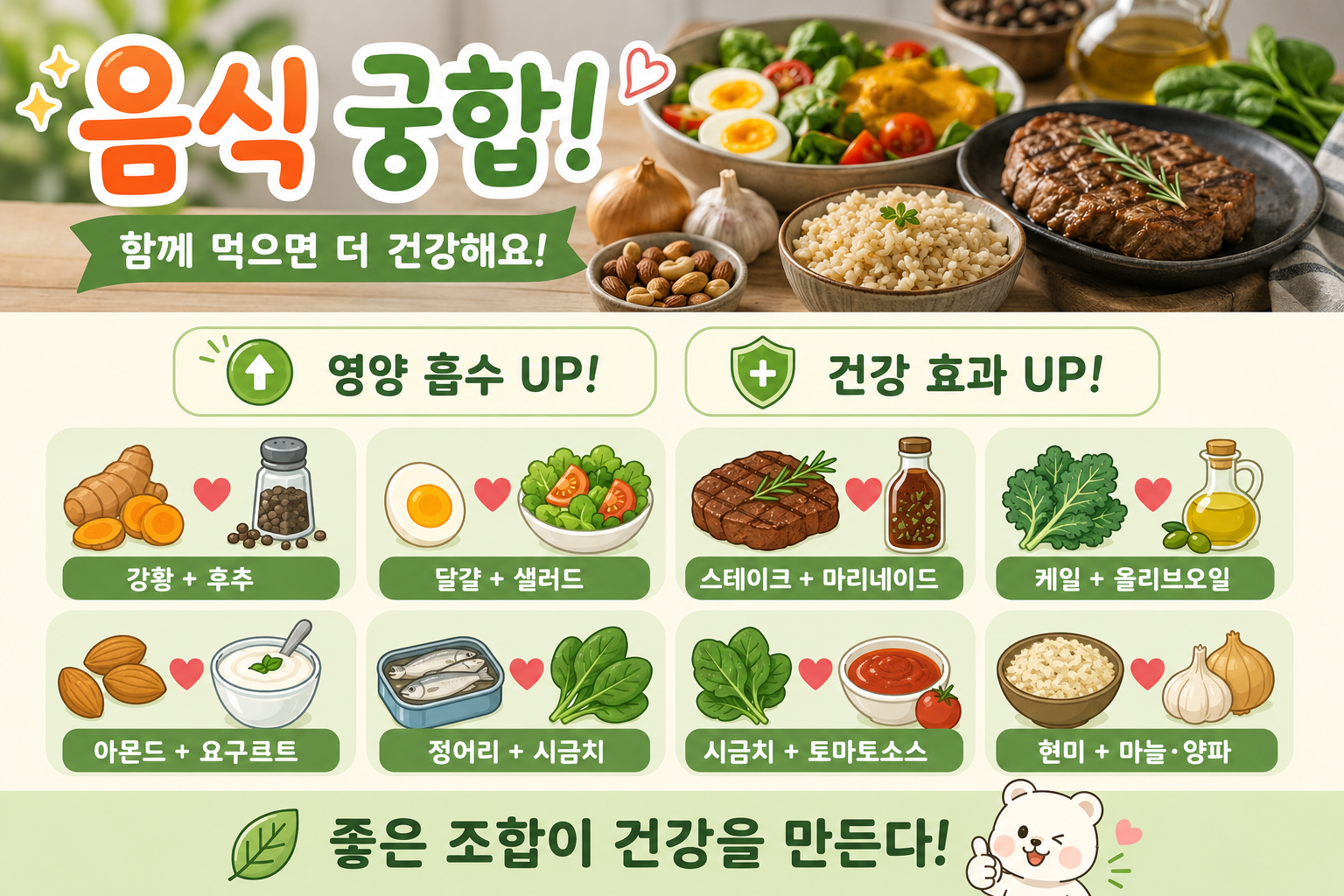 같이 먹으면 영양 흡수율 올라가는 음식 궁합 8가지