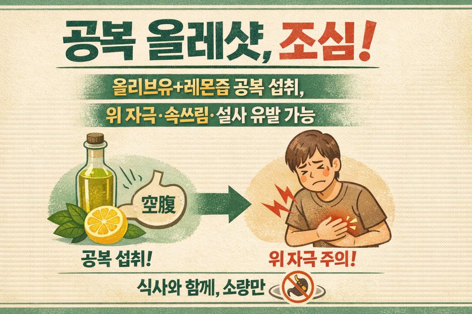 공복 올레샷, 살 빠지는 비법 아니었다… 올리브유·레몬 조합 조심해야 하는 이유
