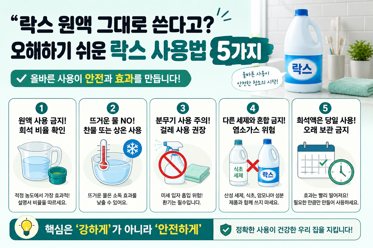 락스 원액 쓰면 더 위험하다…절대 하면 안 되는 사용법 5가지