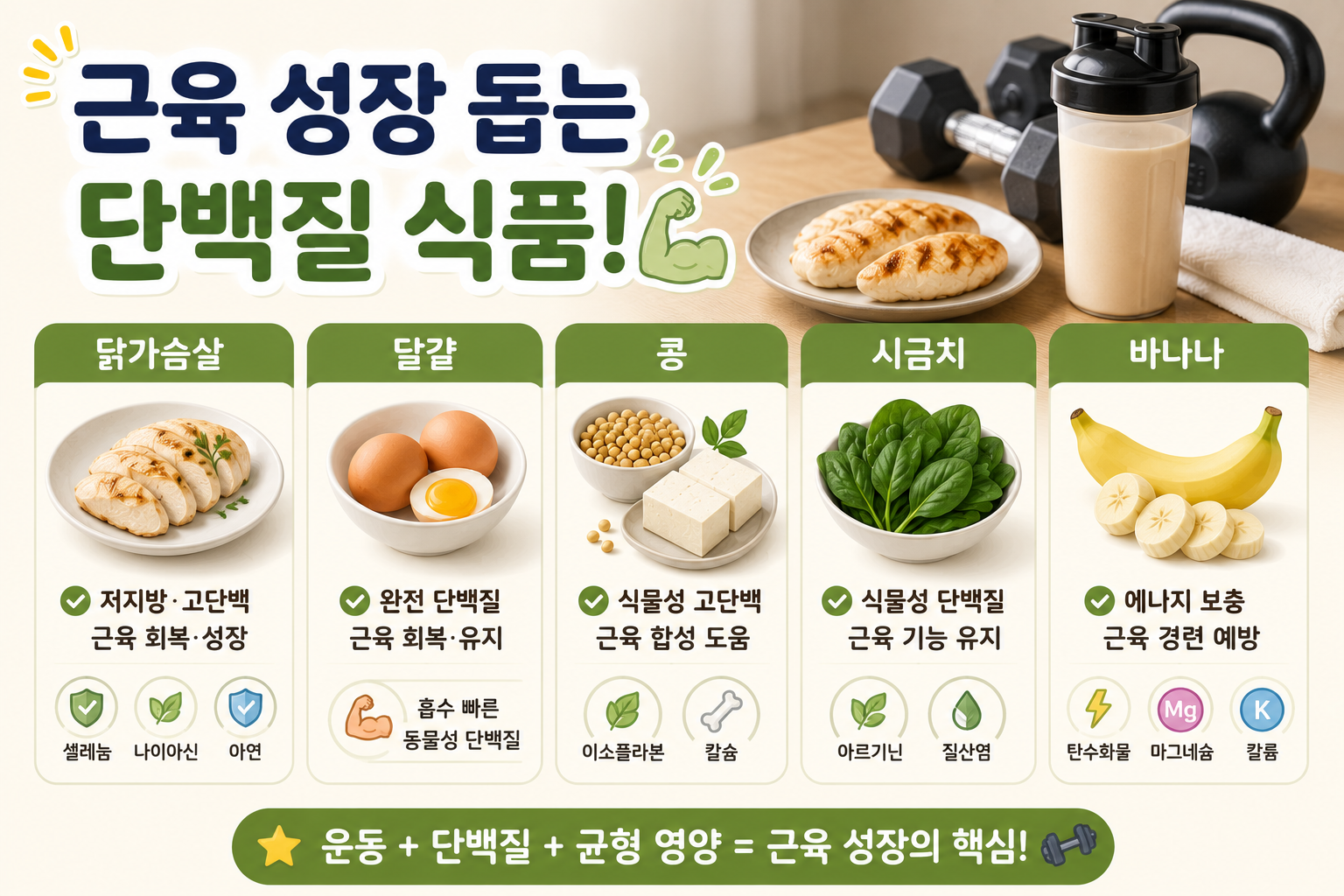 운동만 해선 근육 안 붙는다…근육 성장 돕는 음식 5가지