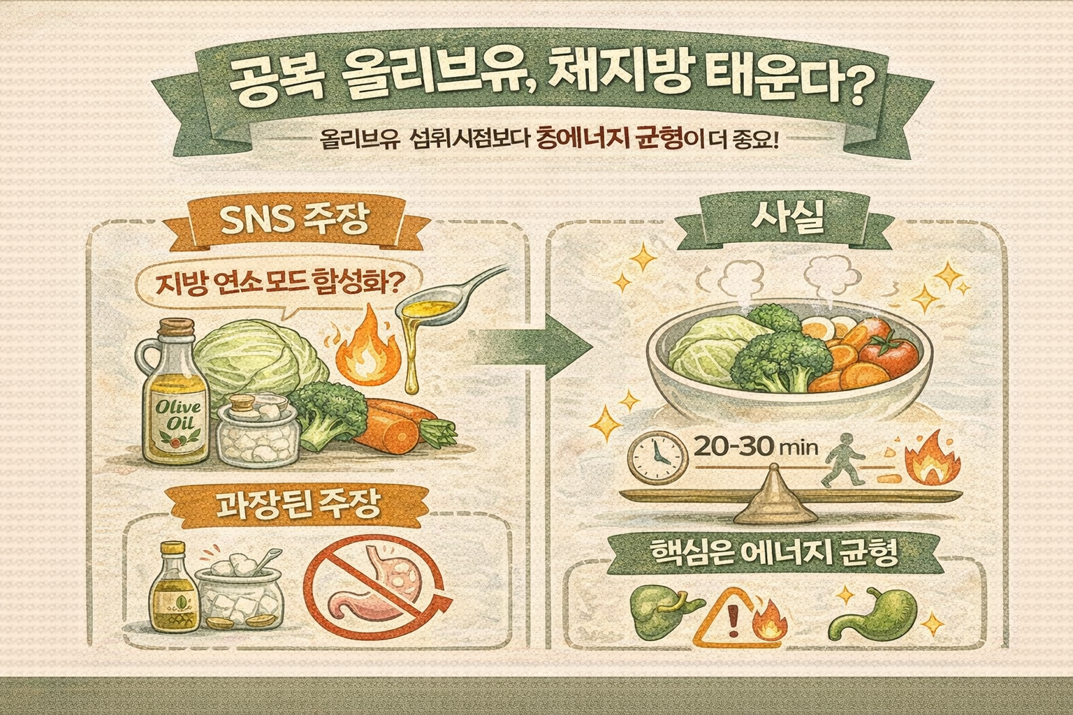 공복 올리브유 ‘체지방 태운다’는 말, 사실일까? 지방연소 오해와 진짜 효과·주의사항